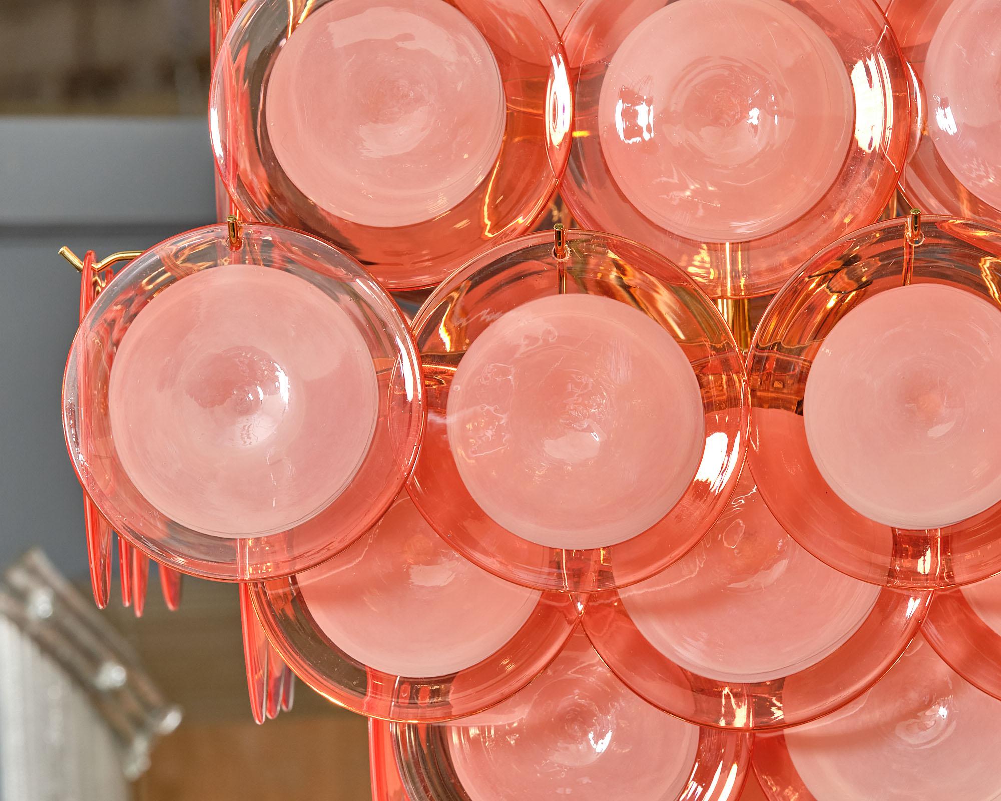 Carlo Nason Tangerine Murano Glass Discs Chandelier For Sale 1