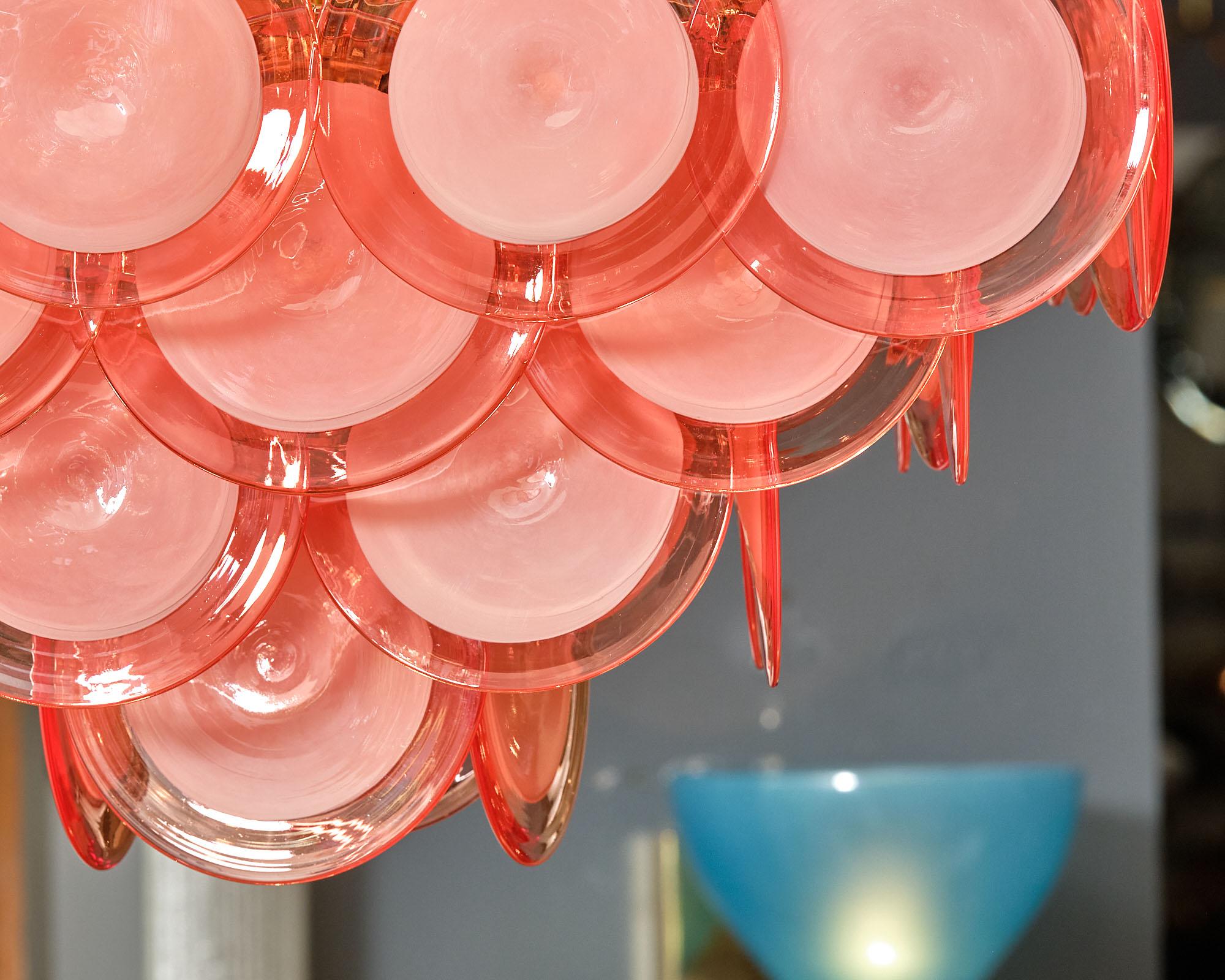 Carlo Nason Tangerine Murano Glass Discs Chandelier For Sale 3