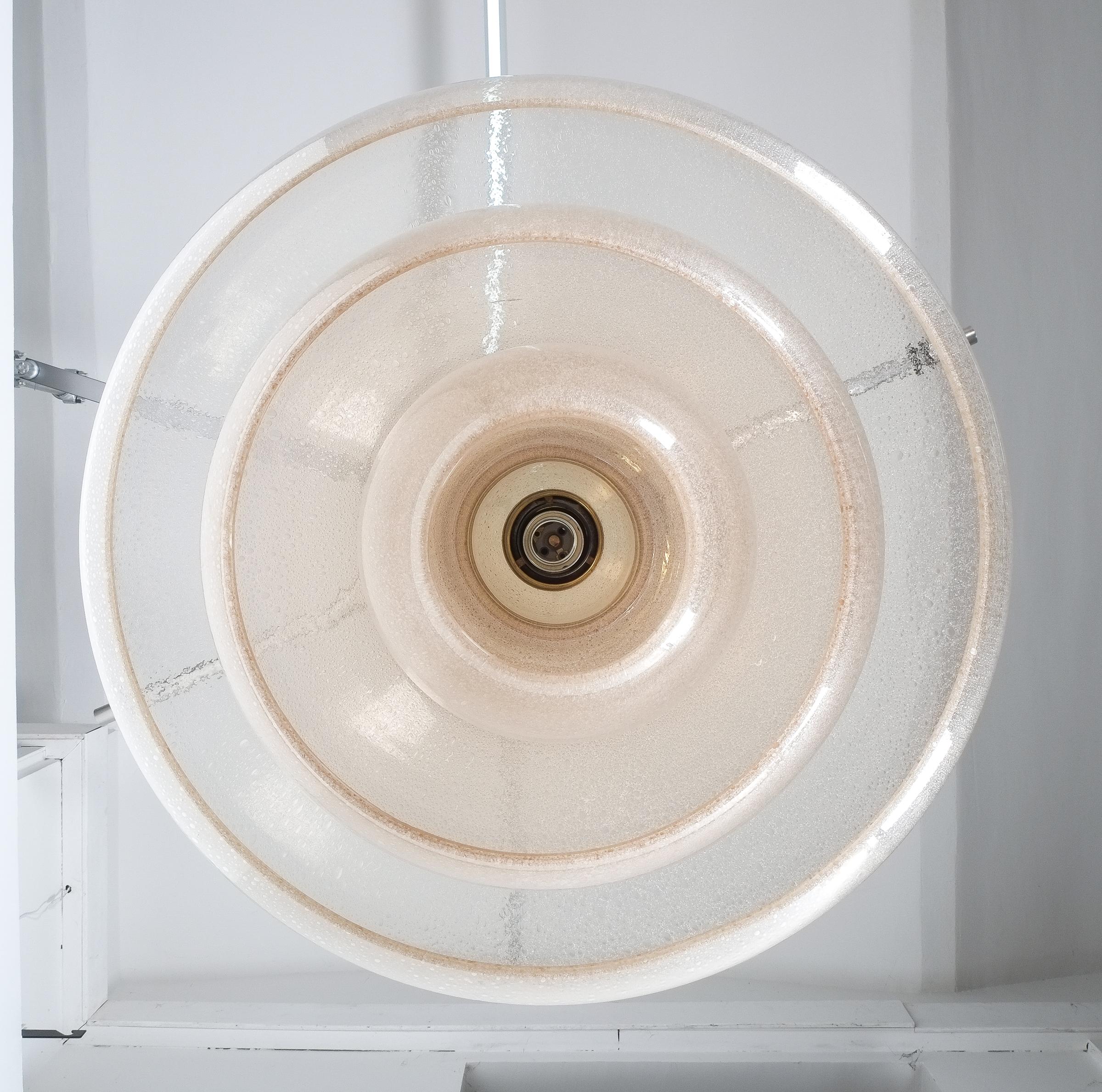Carlo Nason Three Shade Pulegoso Glass Pendant Lamp Mazzega, Italy, 1960 For Sale 4