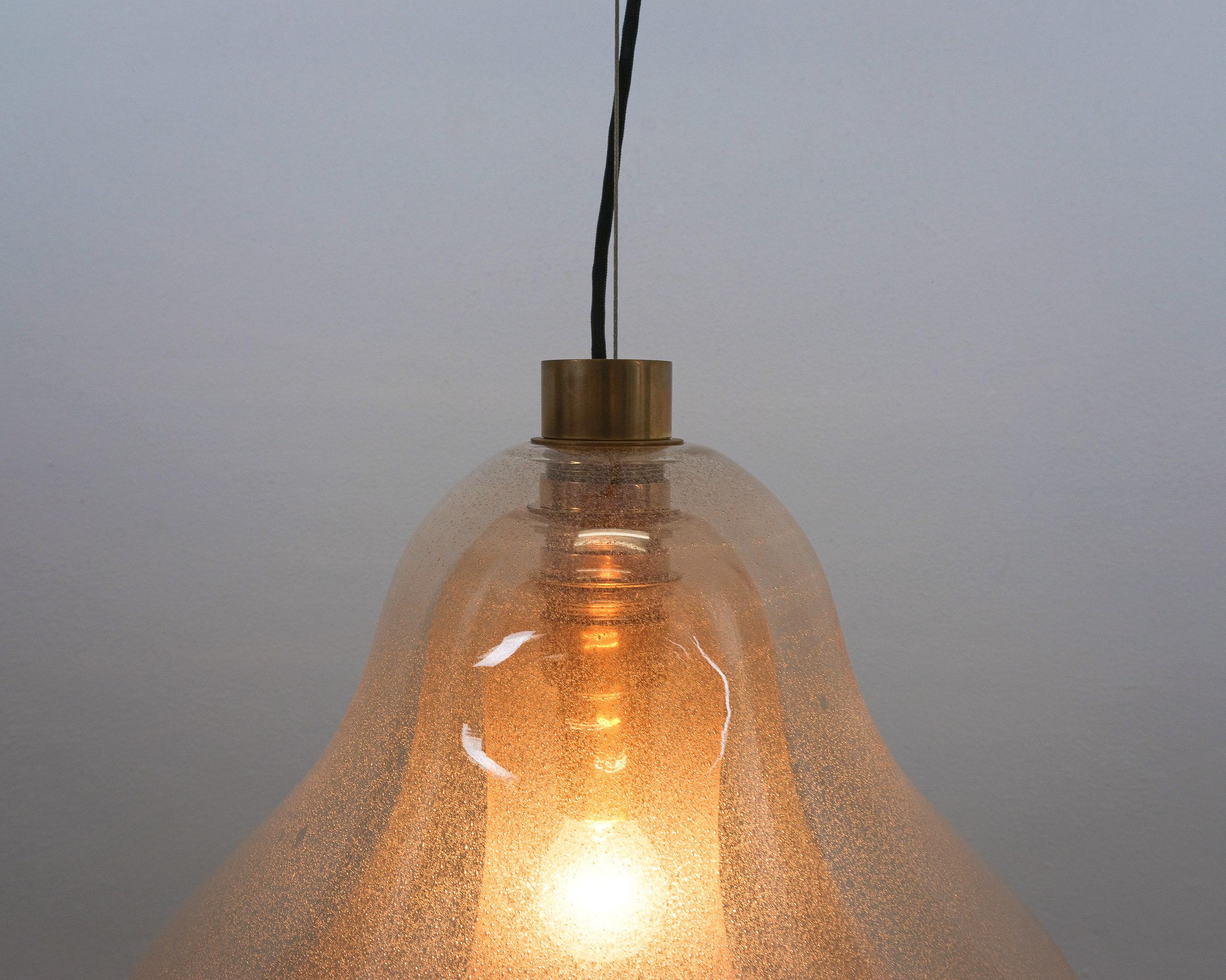 Carlo Nason Three Shade Pulegoso Glass Pendant Lamp Mazzega, Italy, 1960 For Sale 2