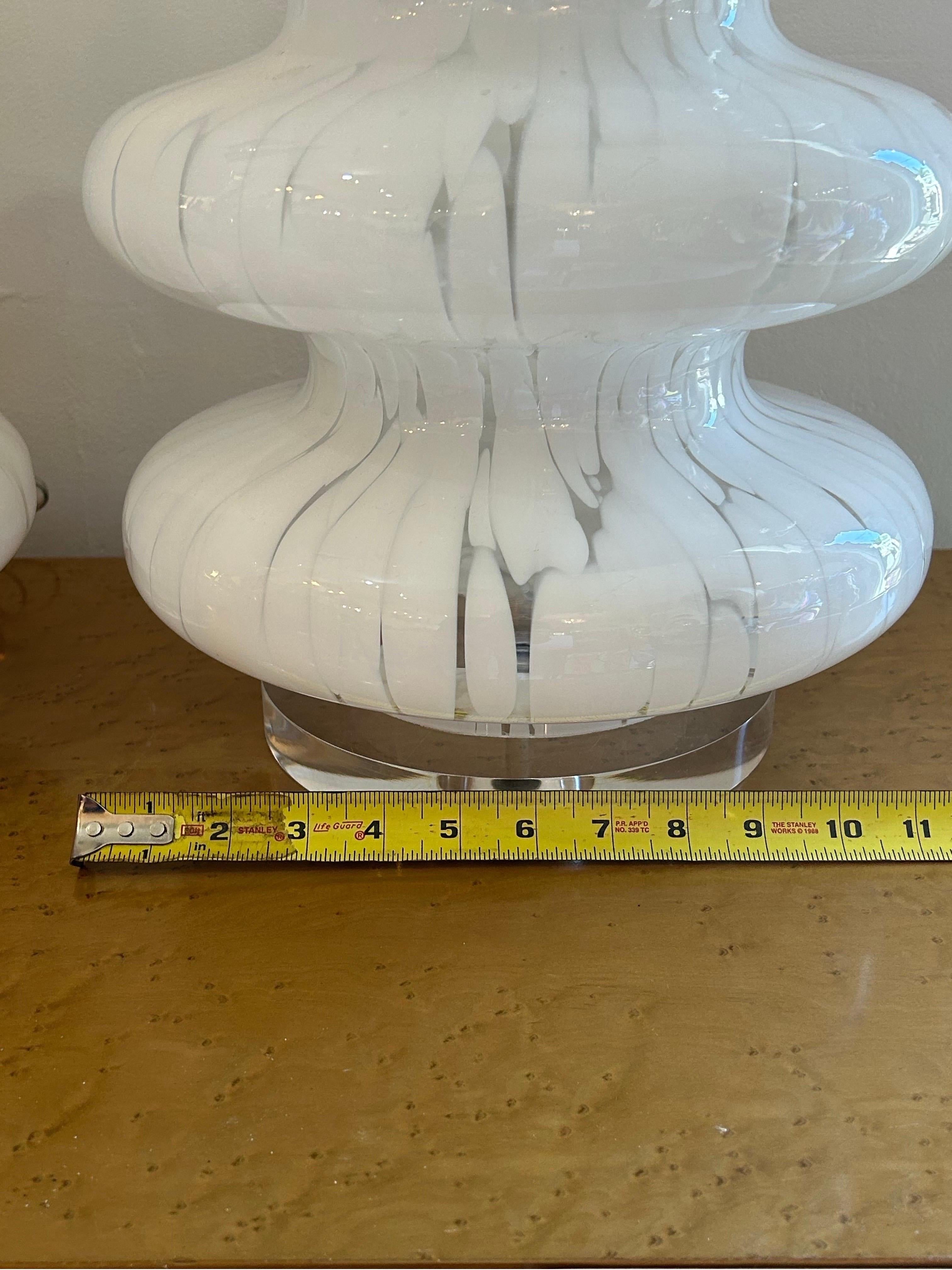 Carlo Nason  Trois lampes de Murano en verre blanc et transparent en vente 6