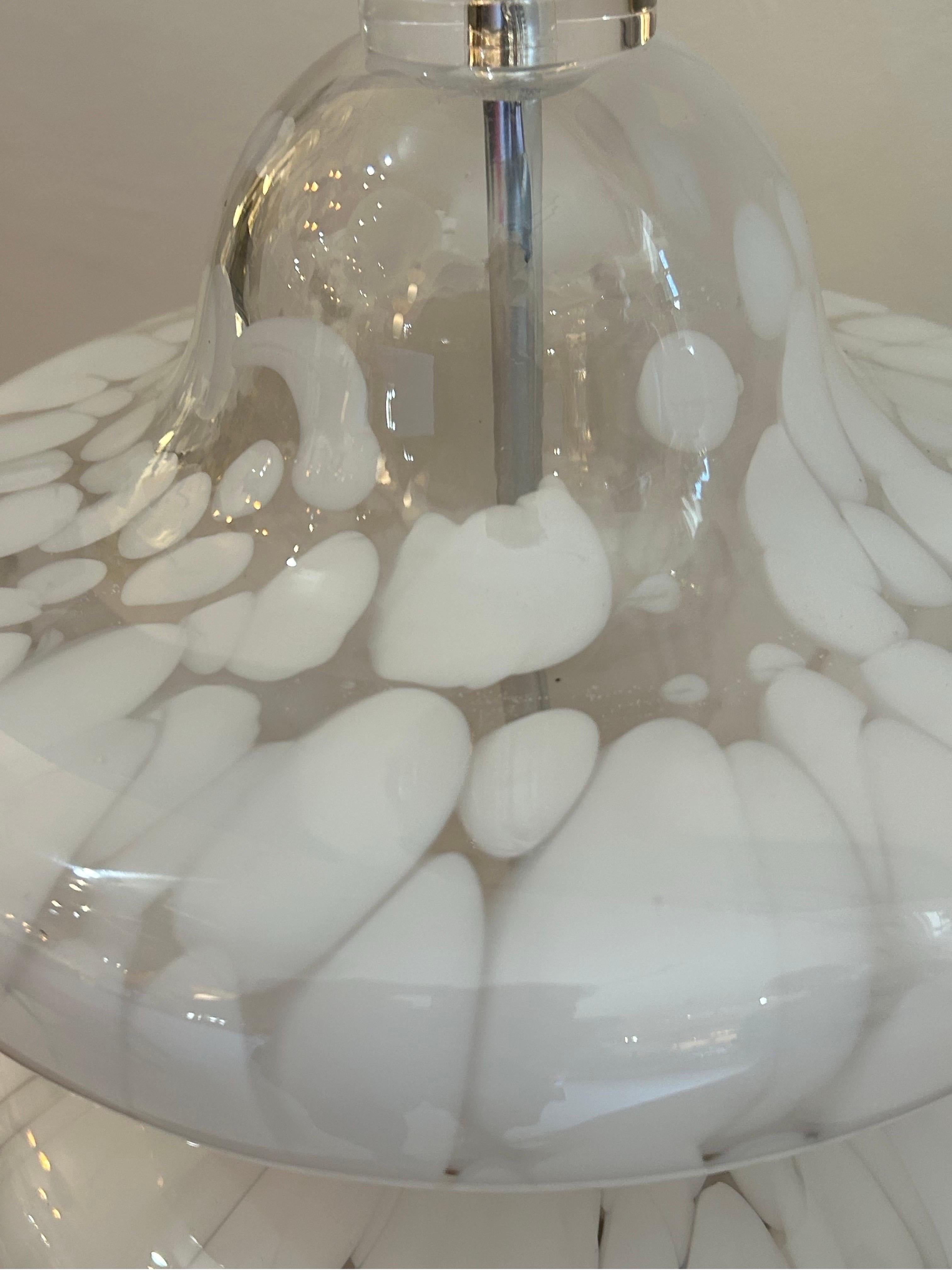 Carlo Nason  Trois lampes de Murano en verre blanc et transparent en vente 9