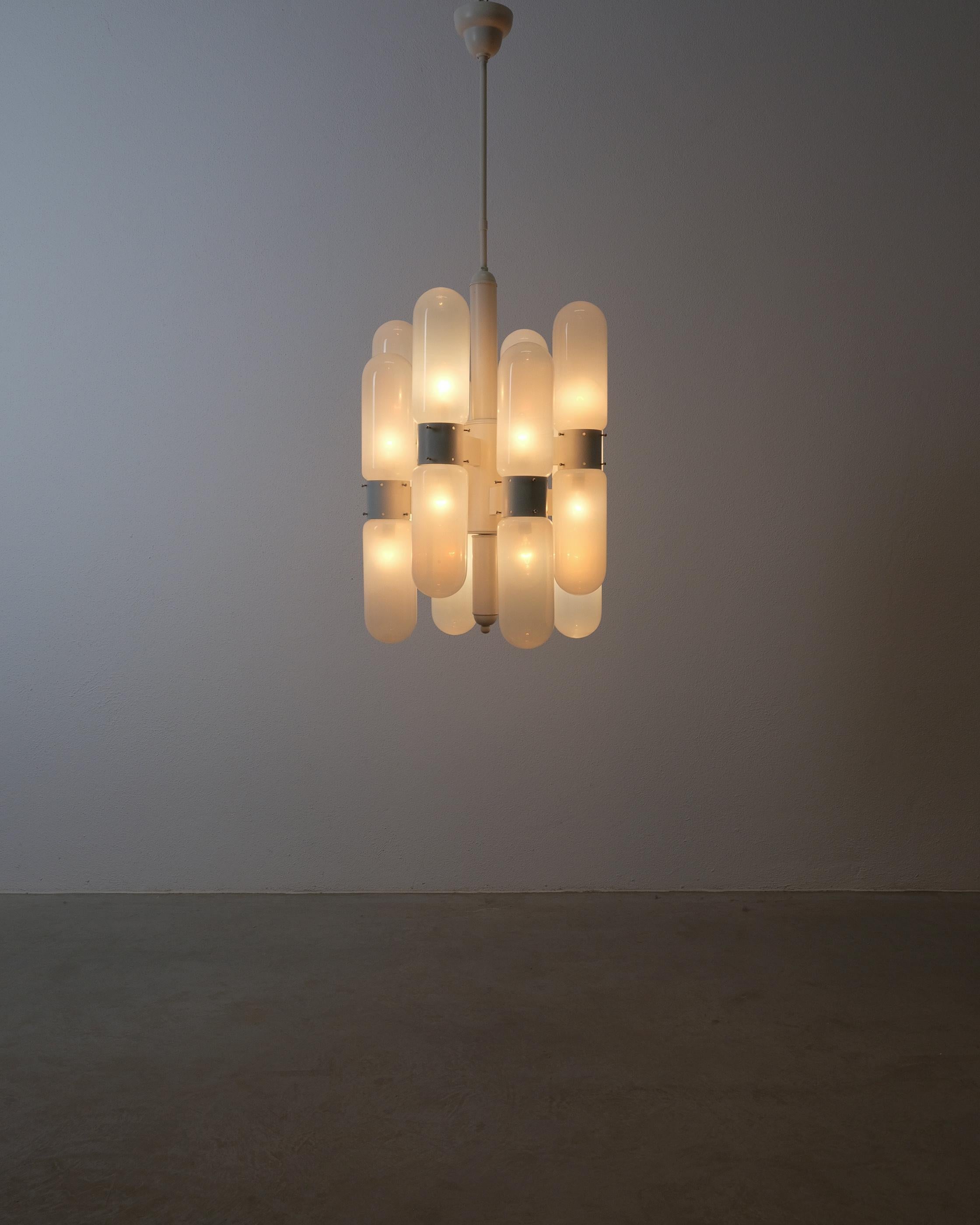 Mid-Century moderno Carlo Nason Lampadario in vetro a siluro Mazzega, Italia, 1960 in vendita