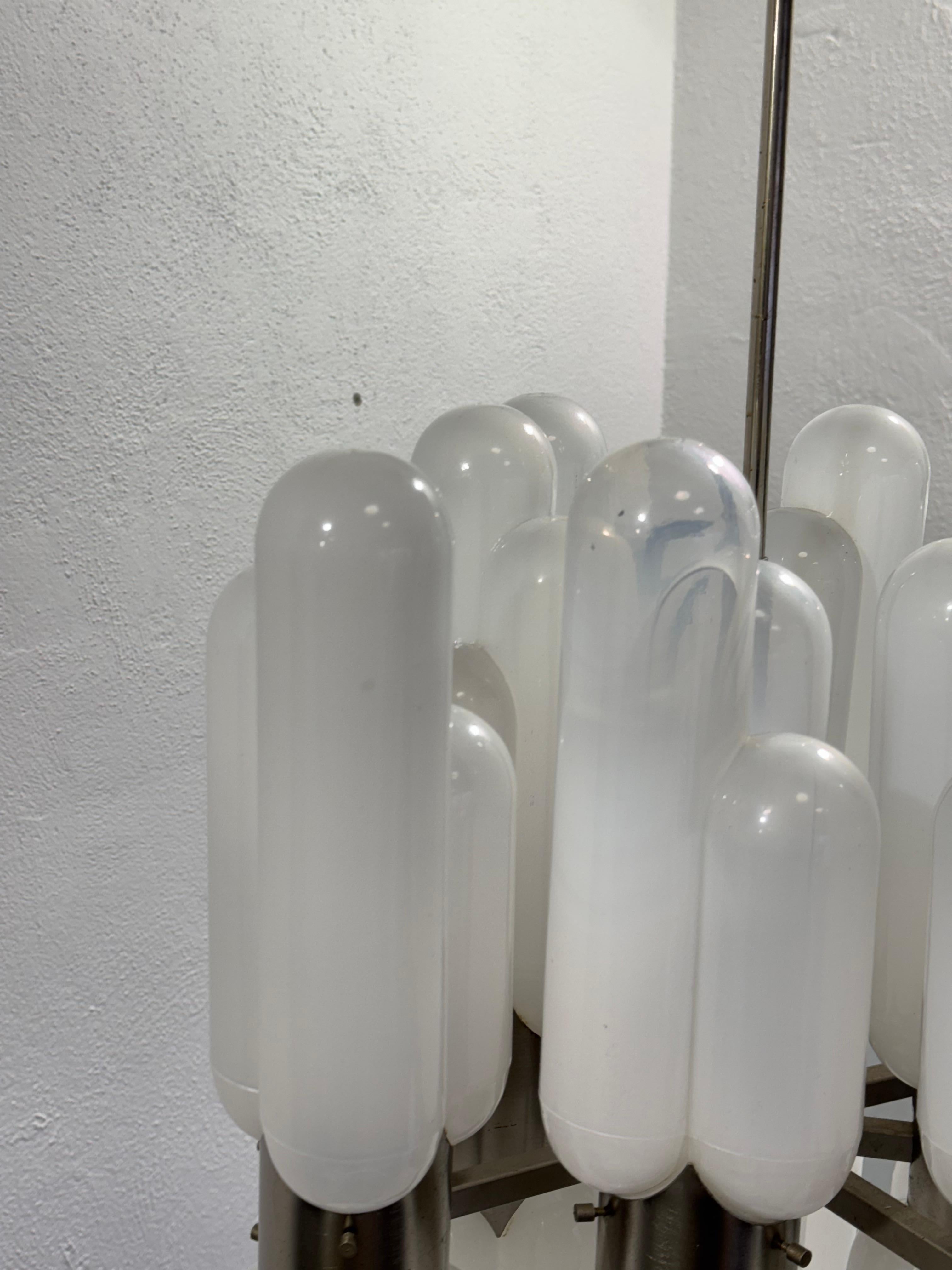 Carlo Nason Torpedo Mazzega Chandelier 16 lights 1960's Rare Vintage Design For Sale 4