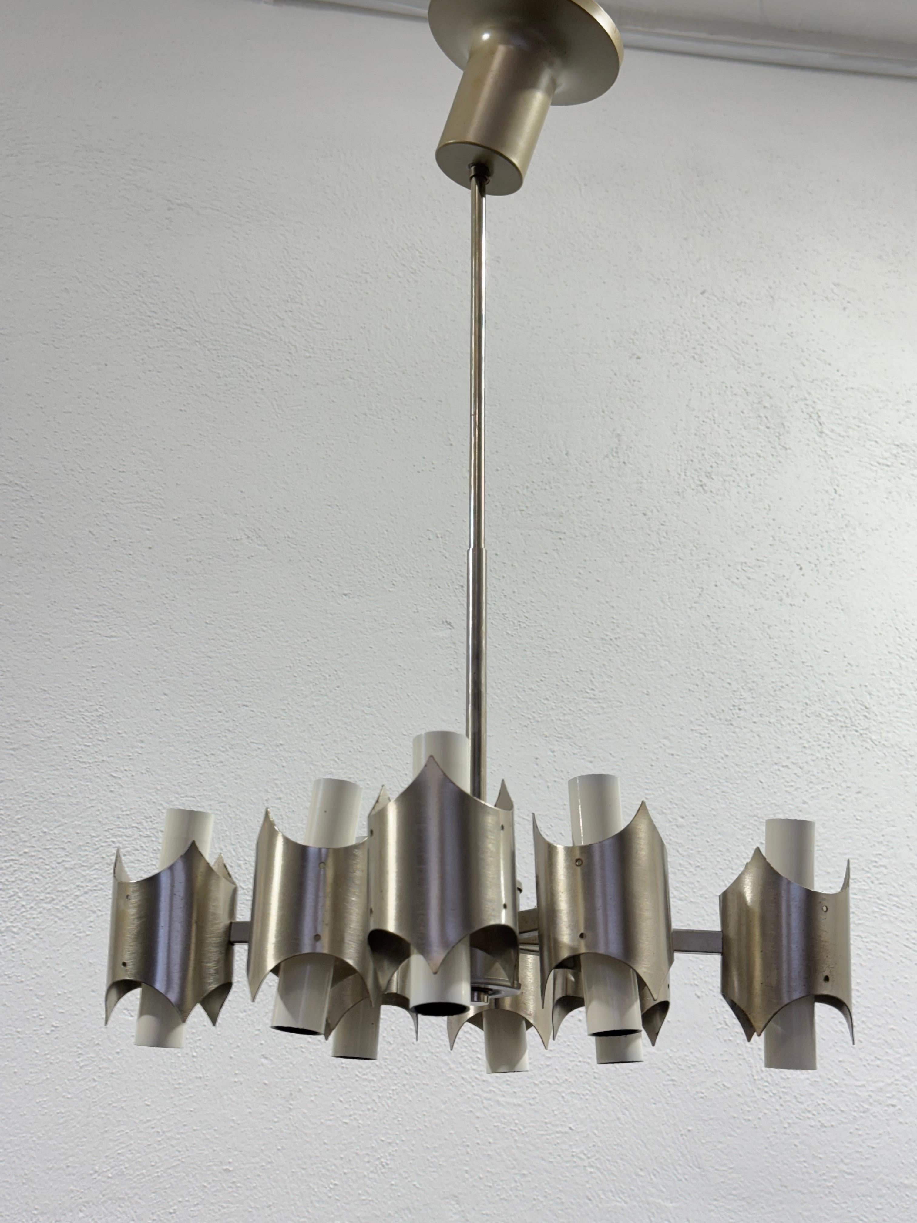 Carlo Nason Torpedo Mazzega Chandelier 16 lights 1960's Rare Vintage Design For Sale 8