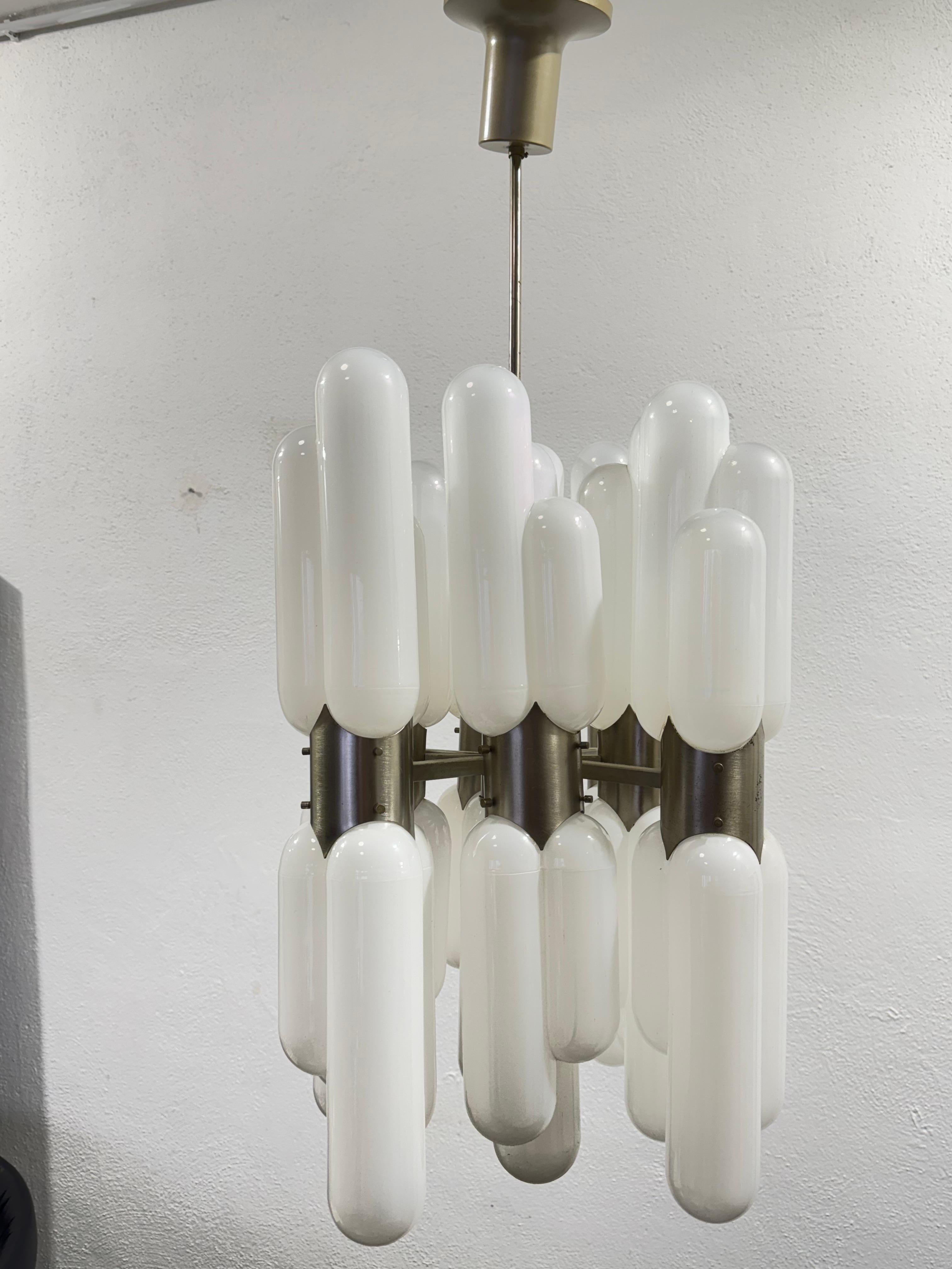 Italian Carlo Nason Torpedo Mazzega Chandelier 16 lights 1960's Rare Vintage Design For Sale