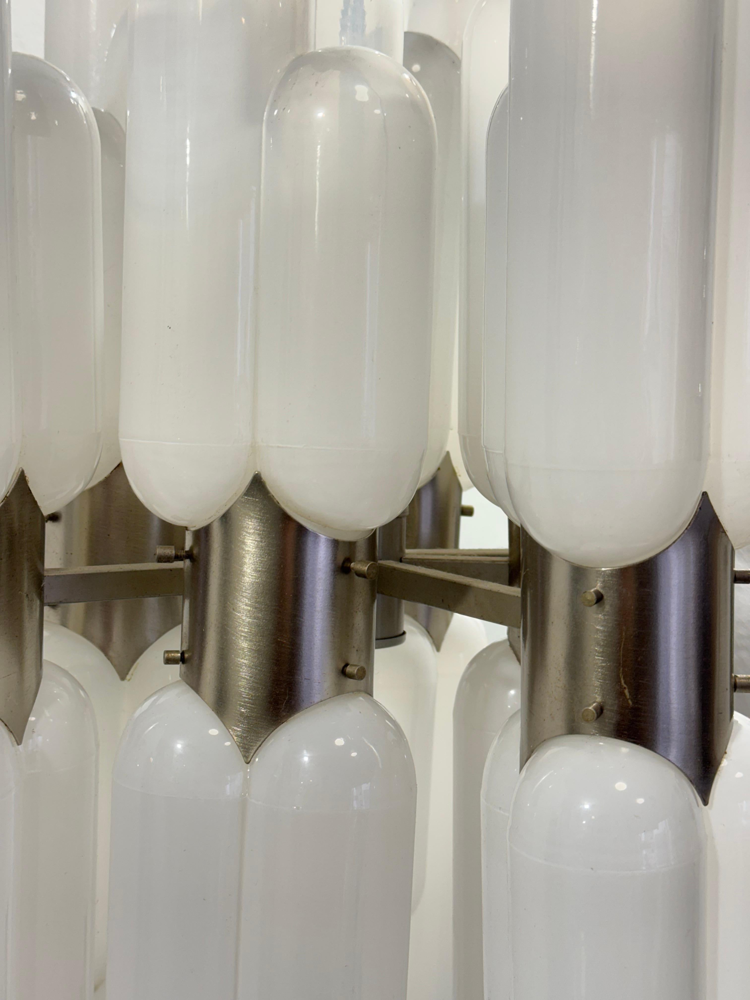 Carlo Nason Torpedo Mazzega Chandelier 16 lights 1960's Rare Vintage Design For Sale 1