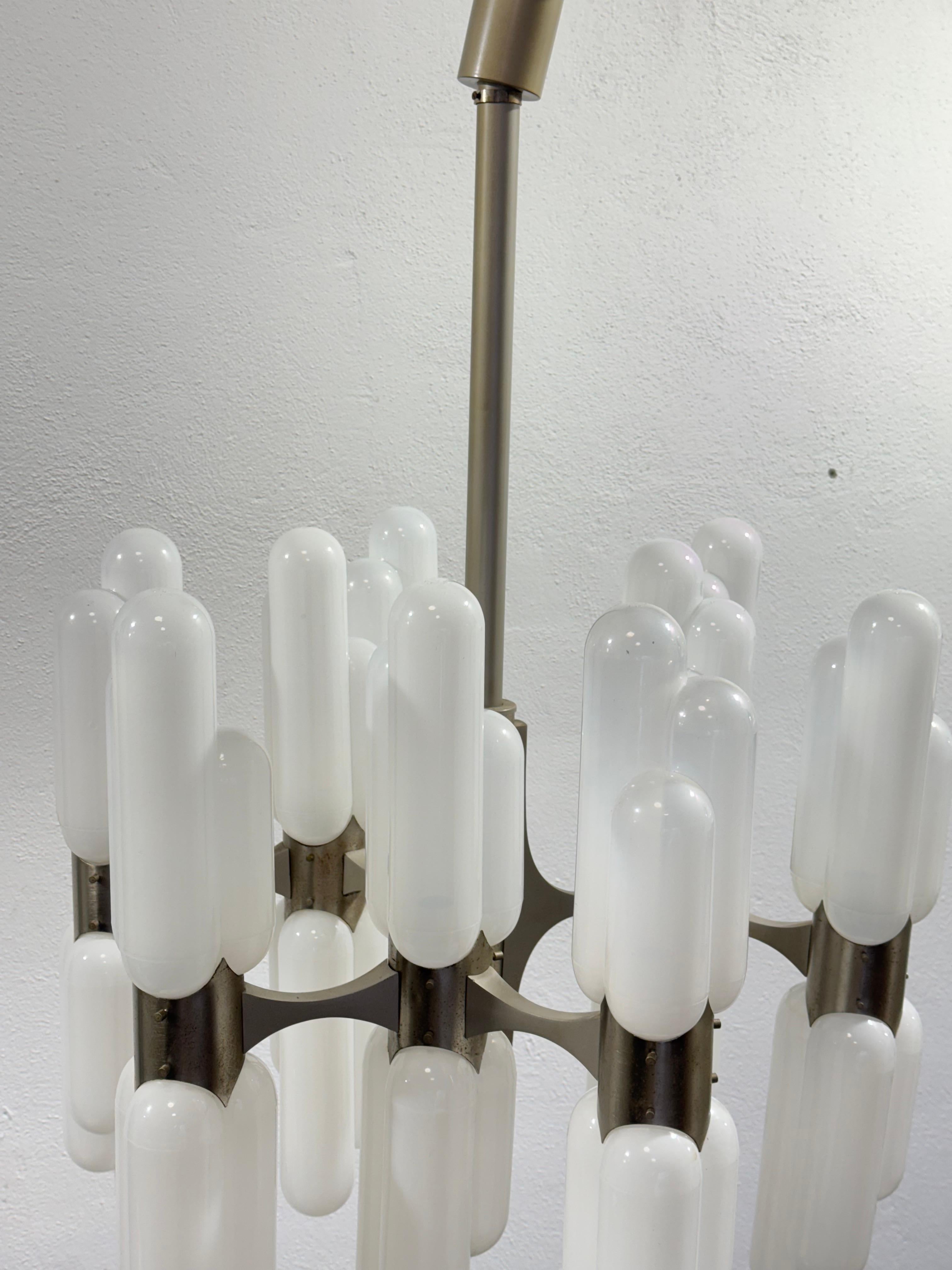 Carlo Nason Torpedo Mazzega Chandelier 18 lights 1960's Rare Vintage Design For Sale 3
