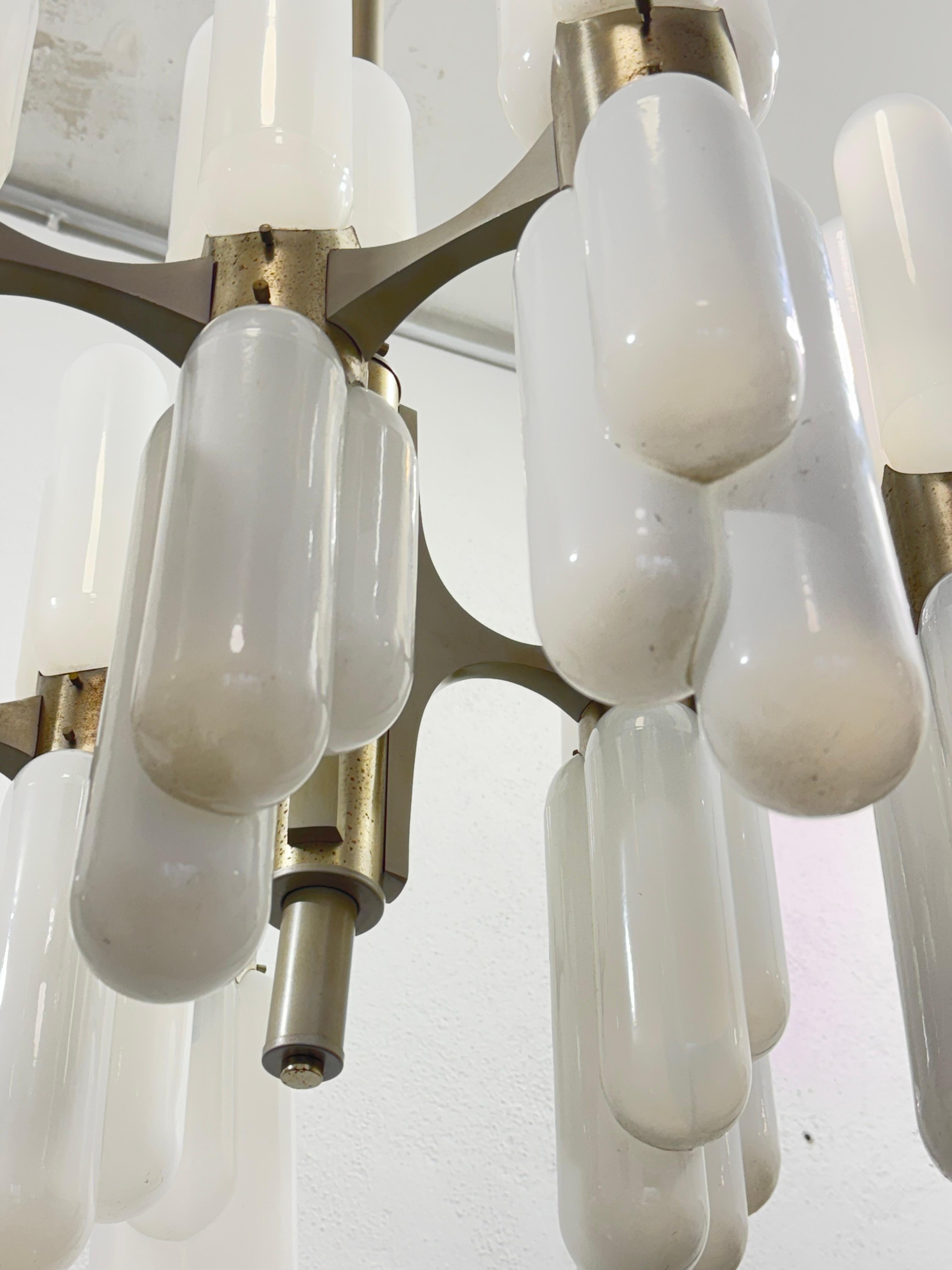 Carlo Nason Torpedo Mazzega Chandelier 18 lights 1960's Rare Vintage Design For Sale 4