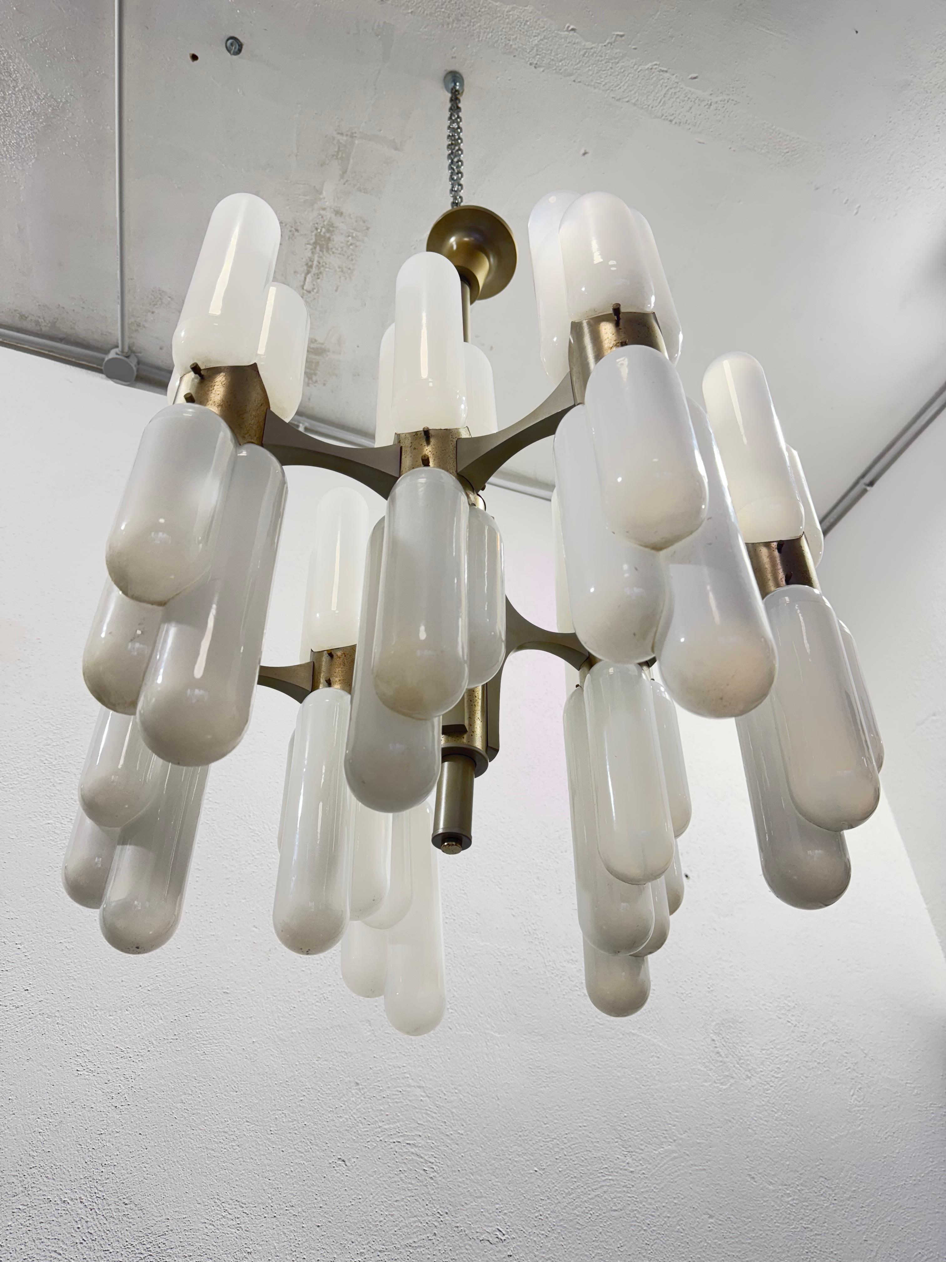 Carlo Nason Torpedo Mazzega Chandelier 18 lights 1960's Rare Vintage Design For Sale 5