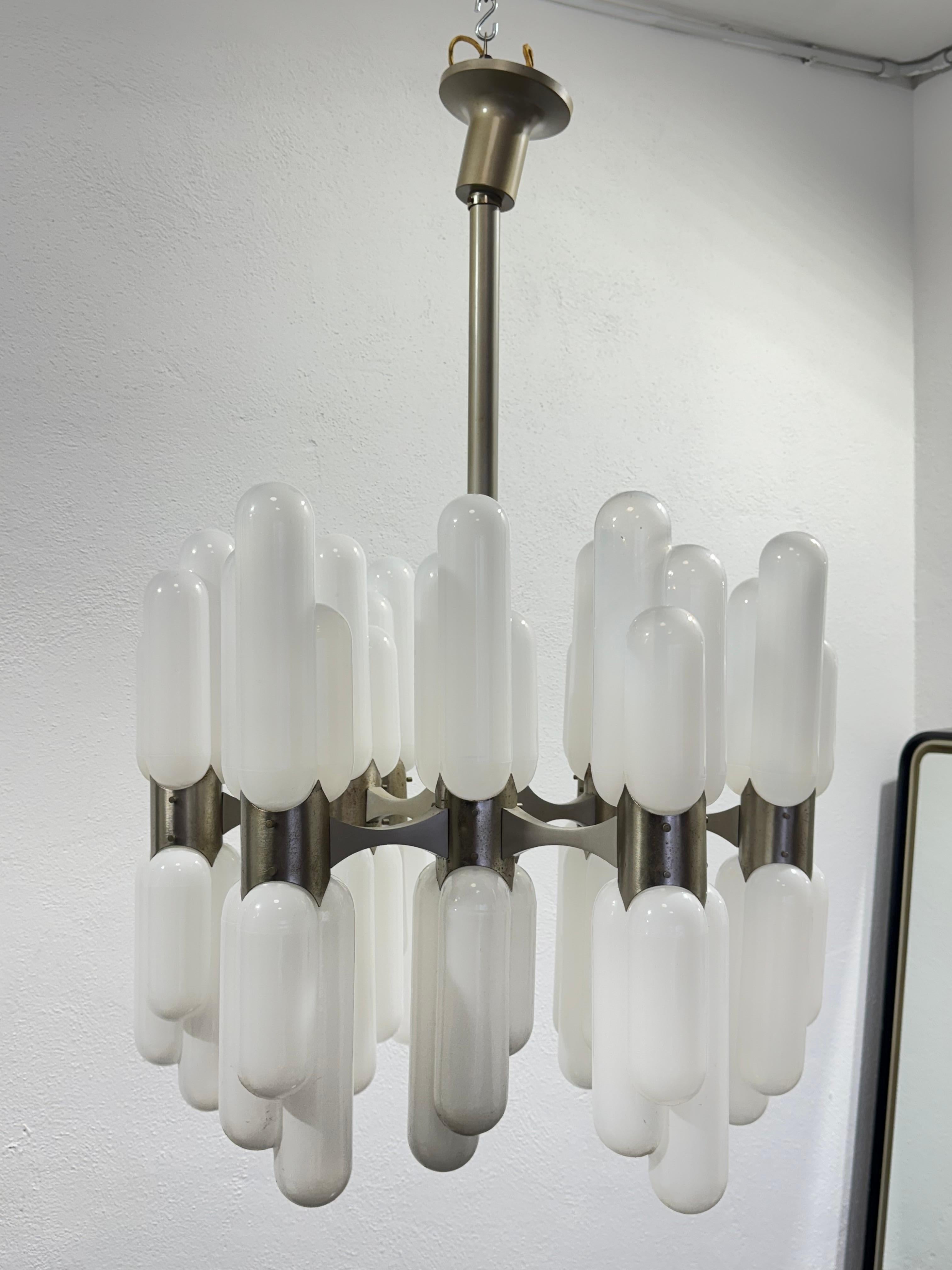 Mid-20th Century Carlo Nason Torpedo Mazzega Chandelier 18 lights 1960's Rare Vintage Design For Sale