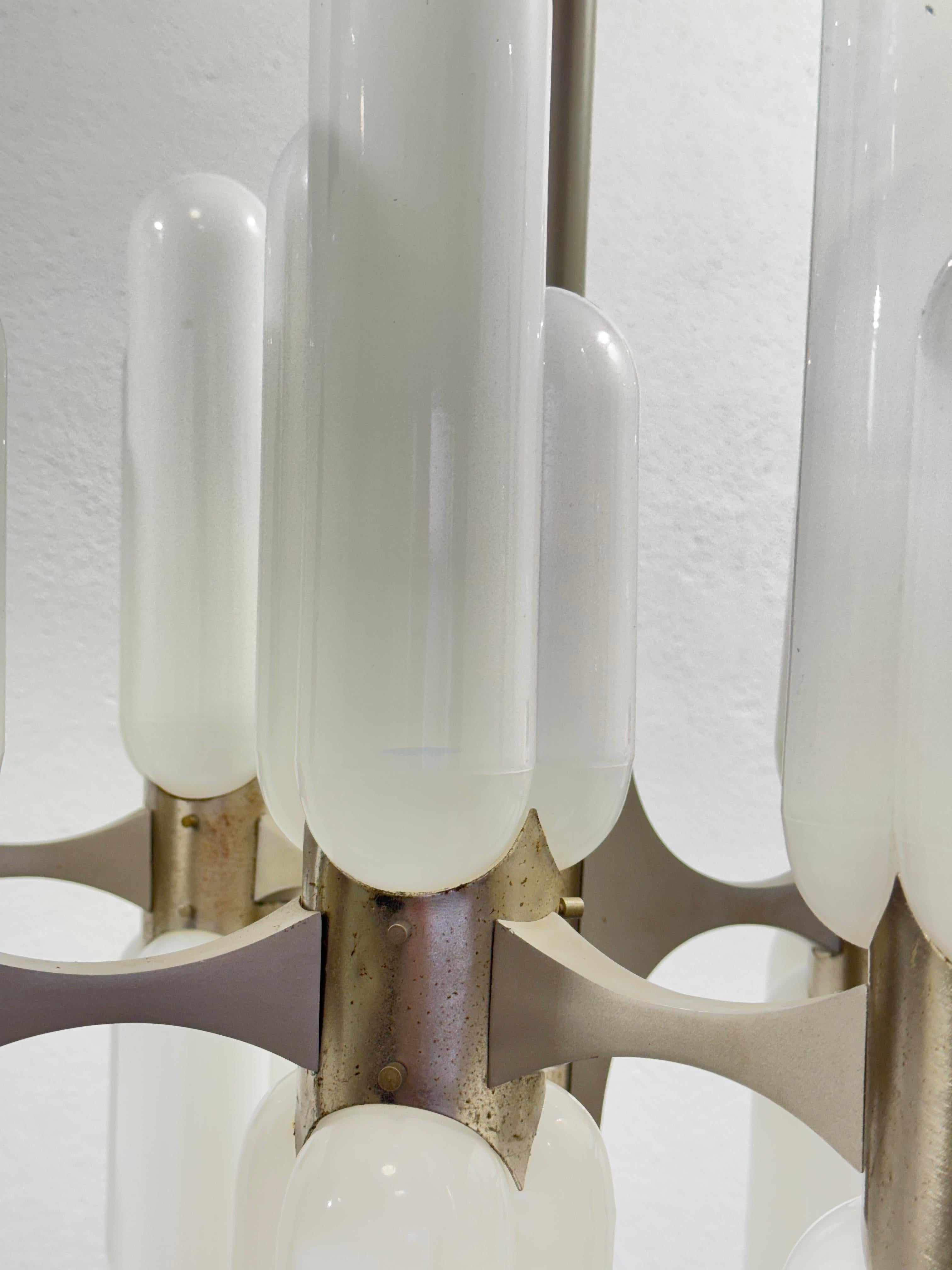 Carlo Nason Torpedo Mazzega Chandelier 18 lights 1960's Rare Vintage Design For Sale 2