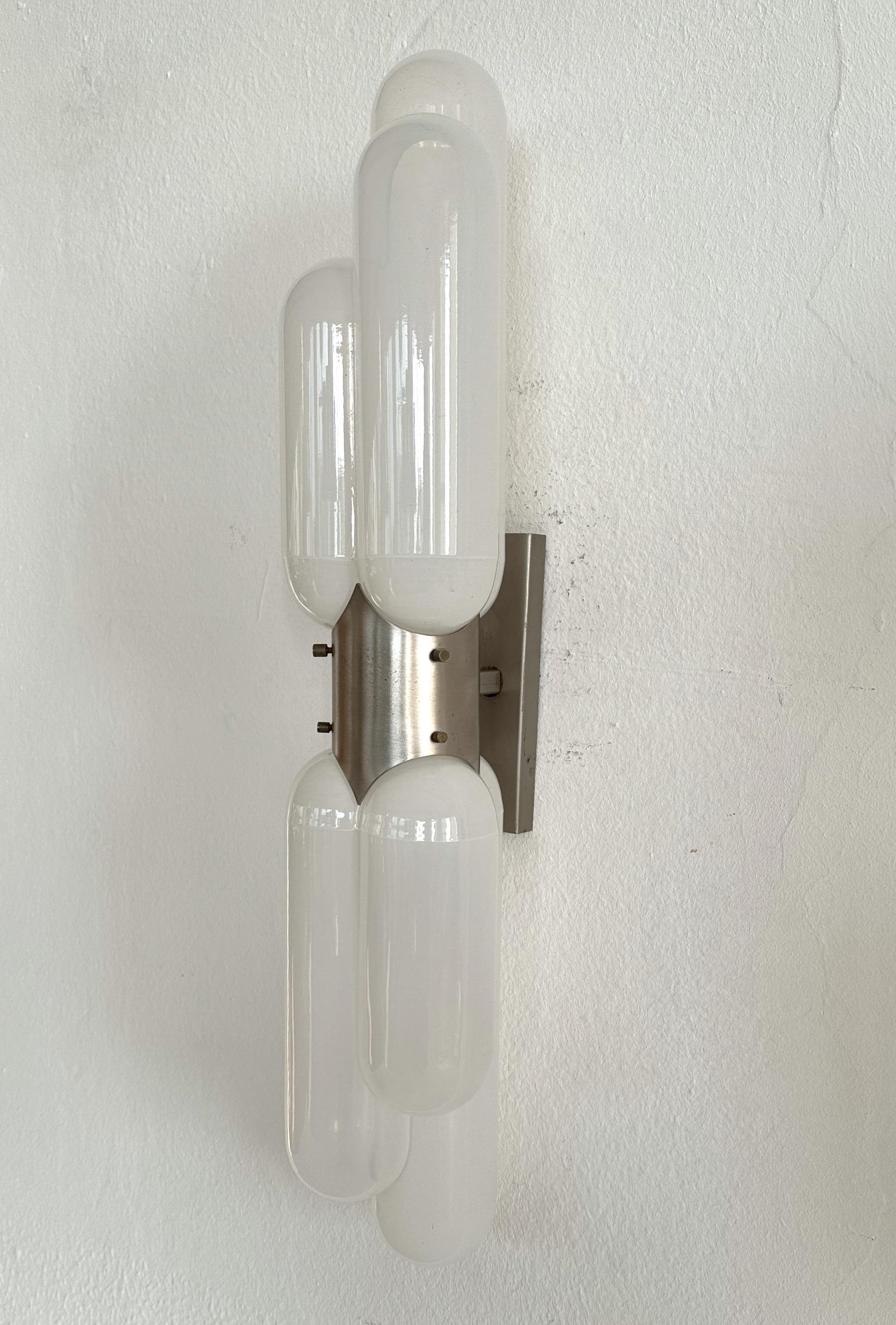 Carlo Nason 'Torpedo' Wall Sconces in Murano Opaline Glass for Mazzega, Set of 2 3