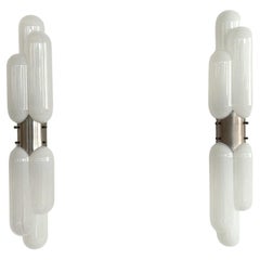 Appliques murales "Torpedo" en verre opalin de Murano pour Mazzega Murano, lot de 2