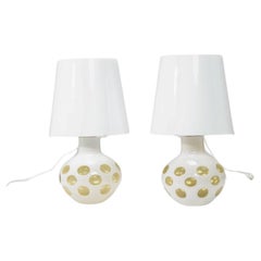 Carlo Nason two table lamps in painted and ground colored glass 1970s