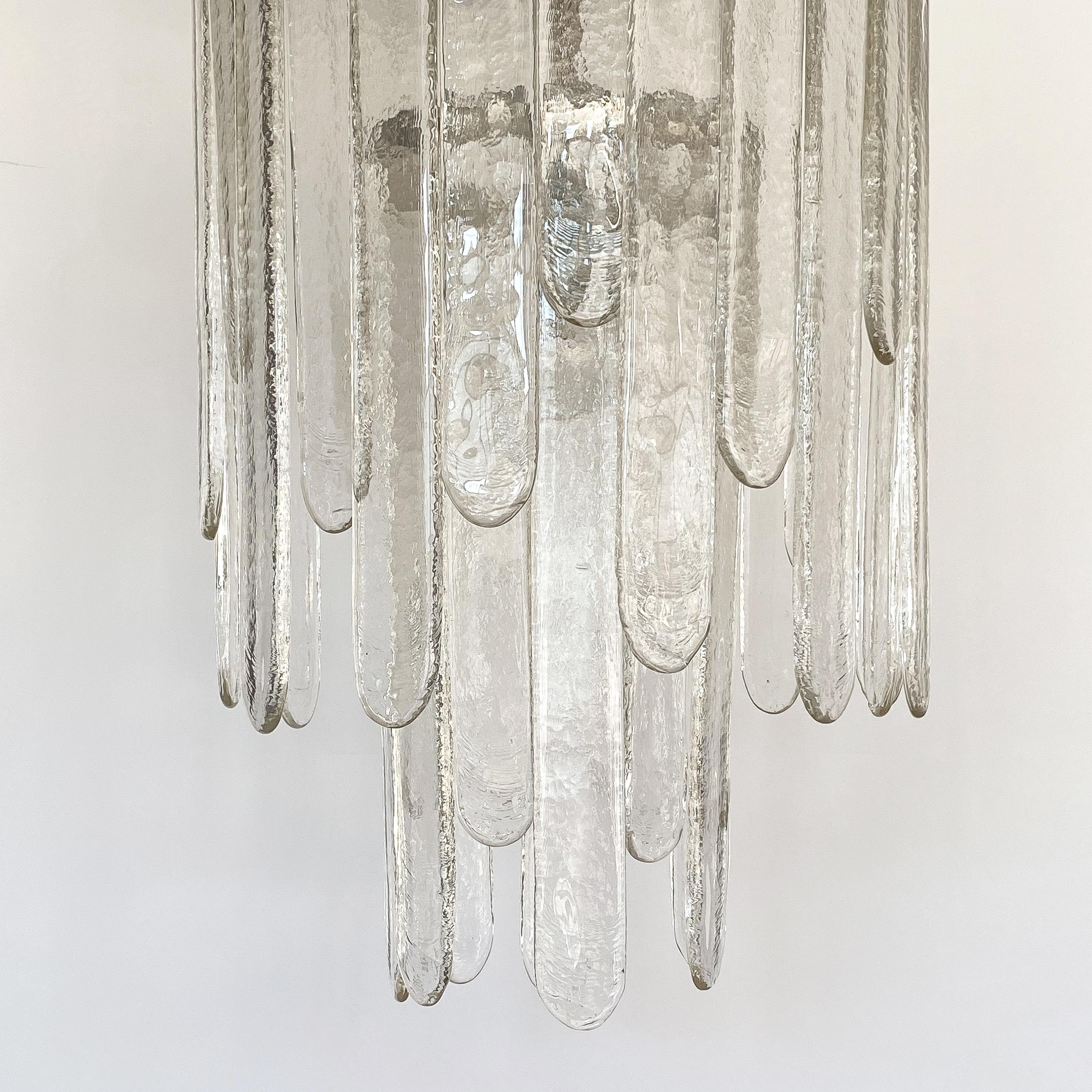 Carlo Nason Two-Tier Cascade Ice Glass Chandelier 2