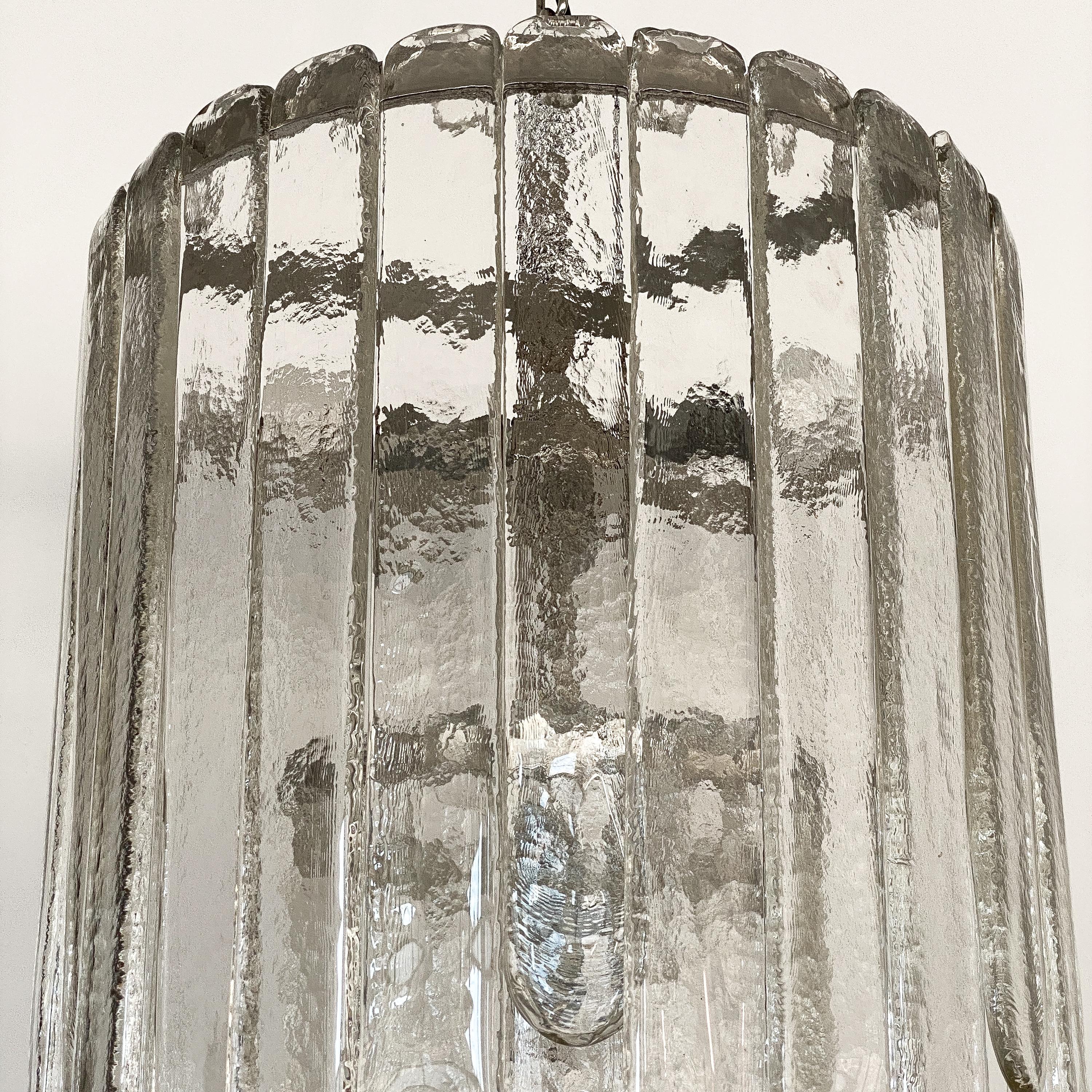 Carlo Nason Two-Tier Cascade Ice Glass Chandelier 4