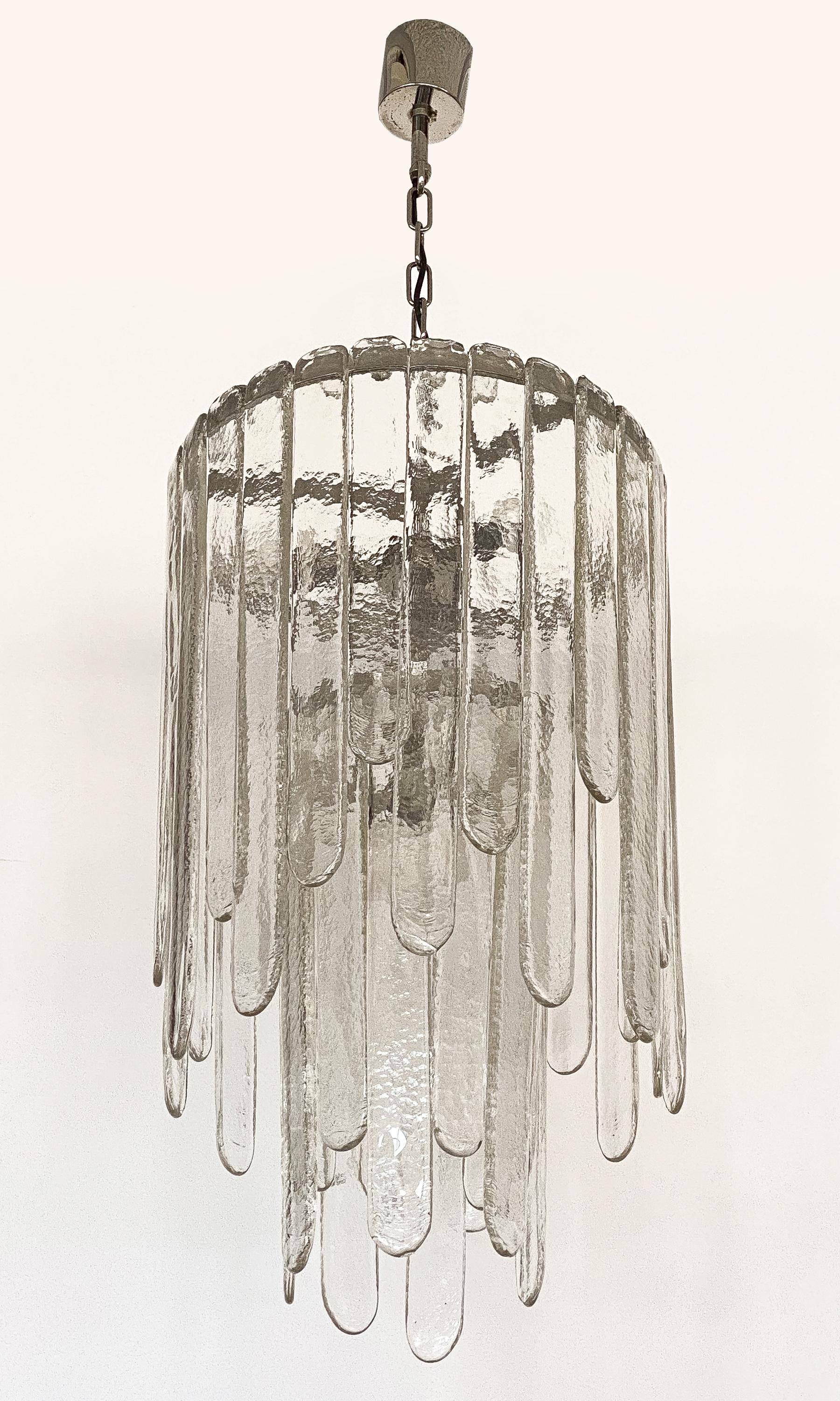 Italian Carlo Nason Two-Tier Cascade Ice Glass Chandelier