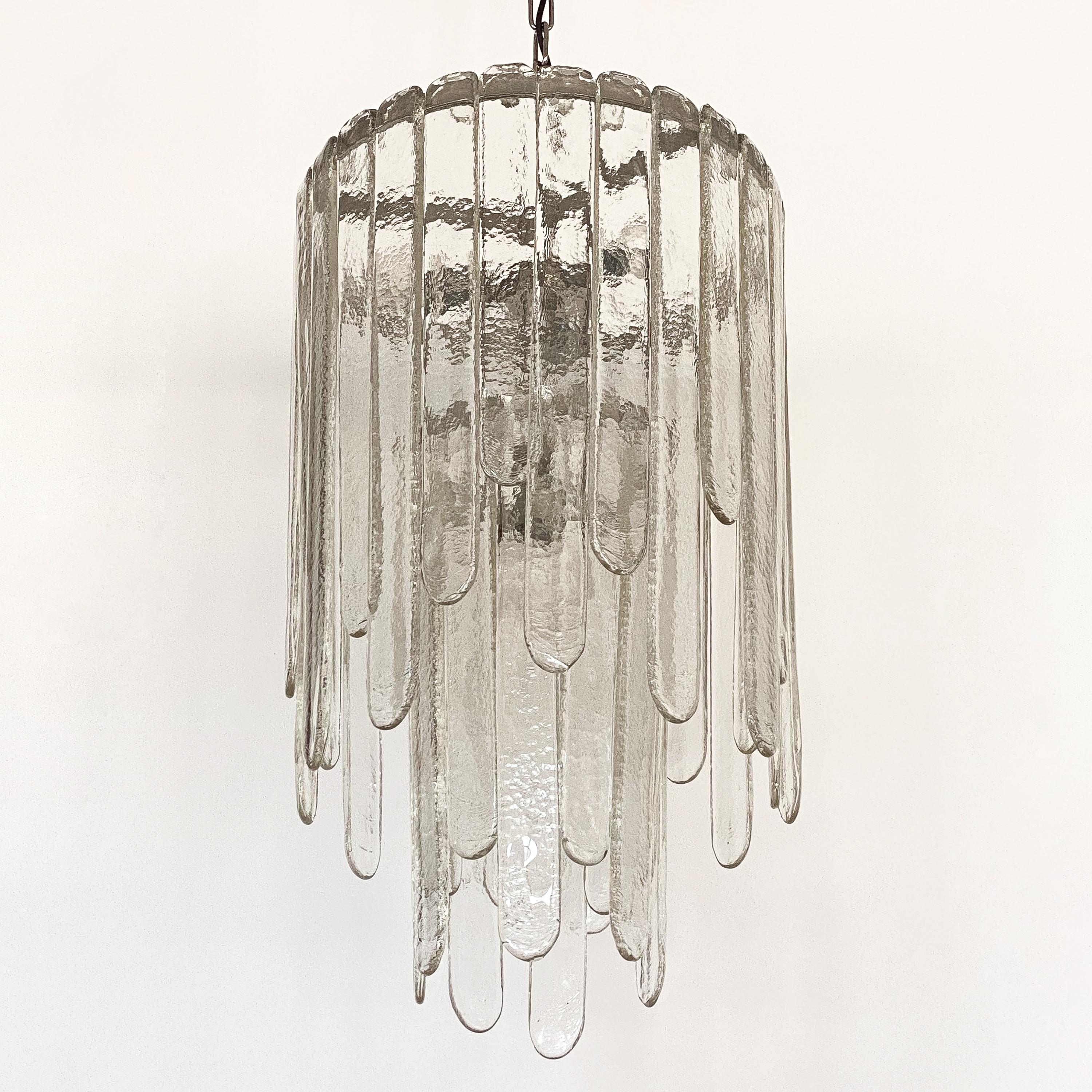 Plated Carlo Nason Two-Tier Cascade Ice Glass Chandelier