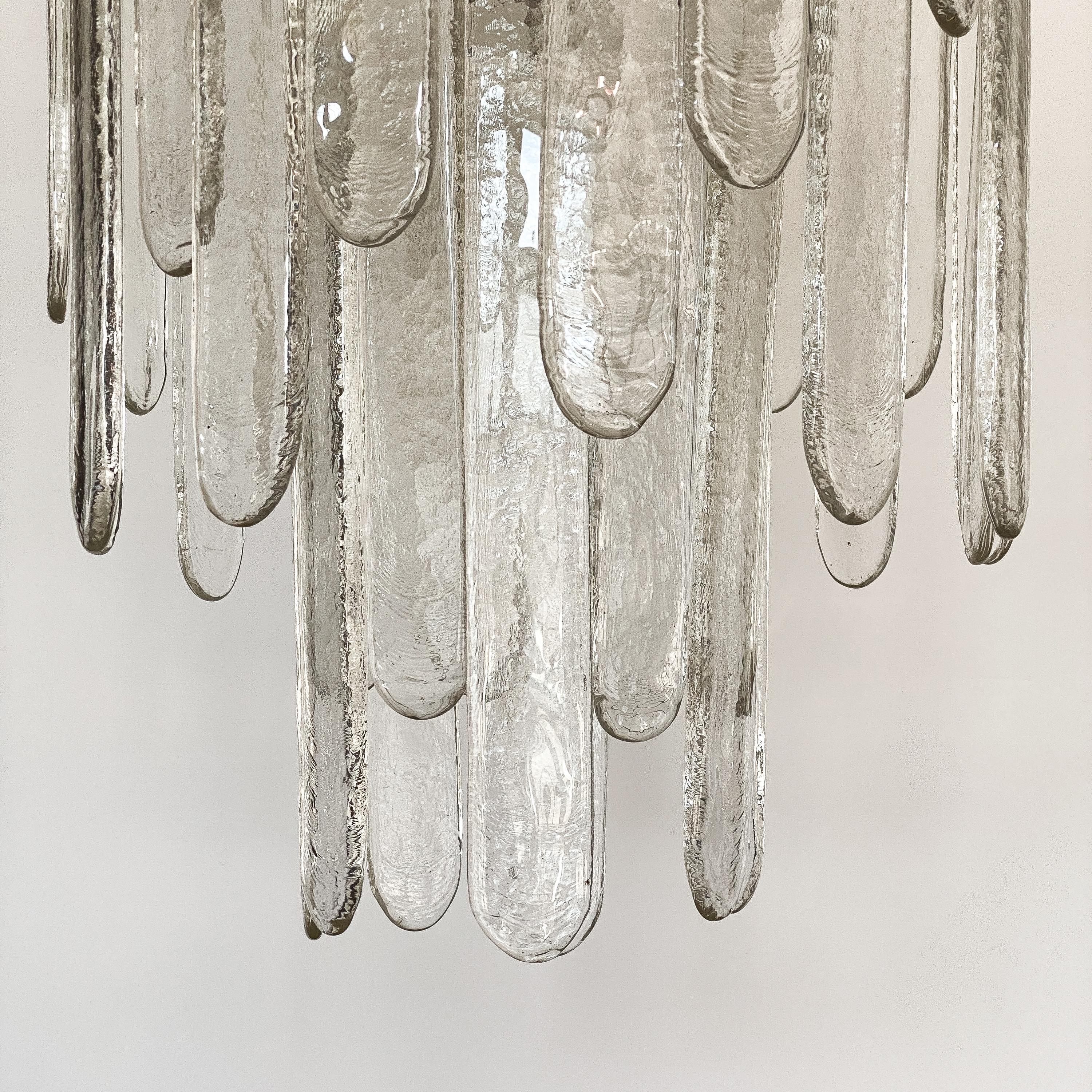 Carlo Nason Two-Tier Cascade Ice Glass Chandelier 1