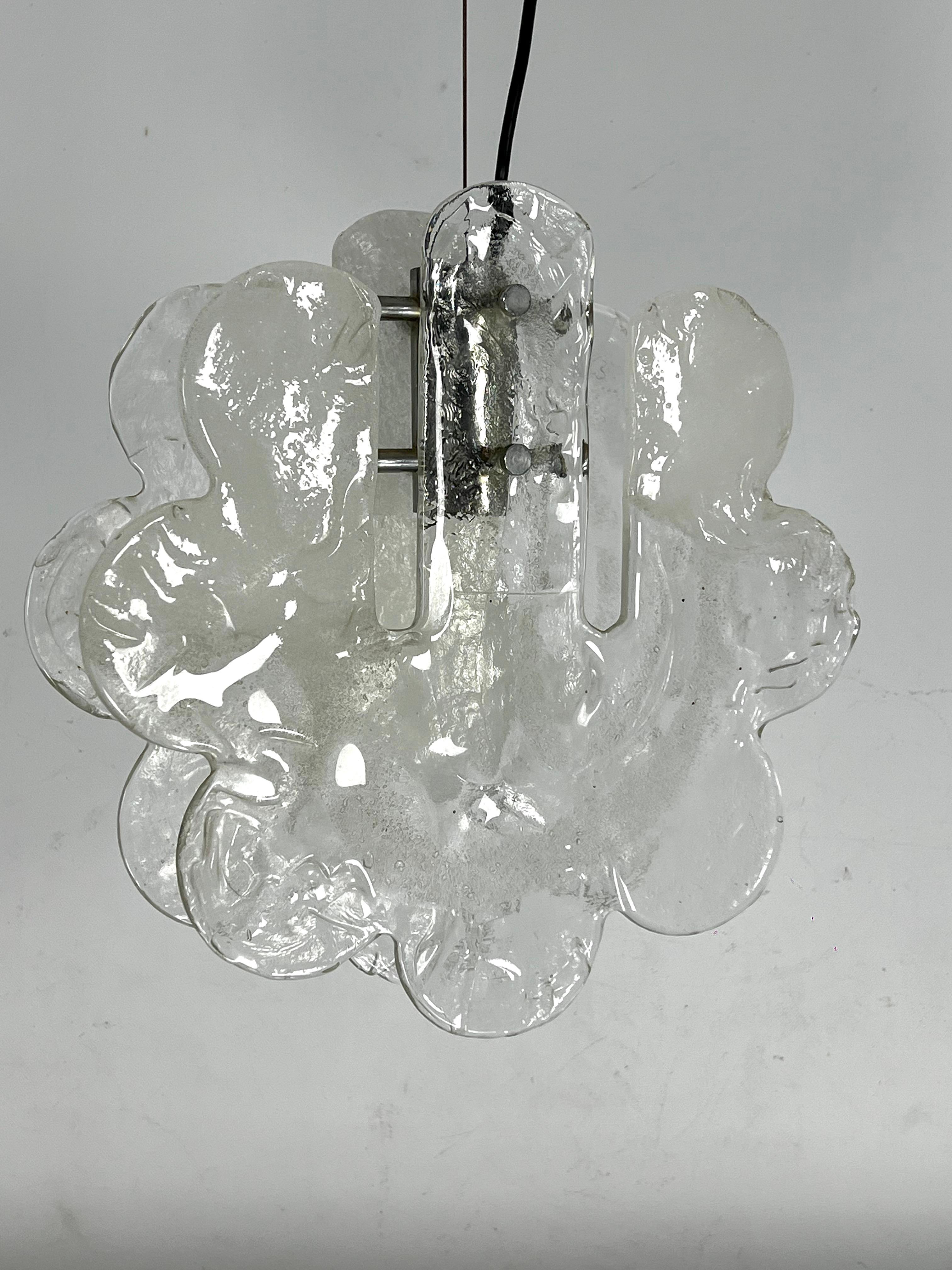 Carlo Nason, Vintage Murano glass chandelier by Mazzega. Italy 1970s For Sale 3