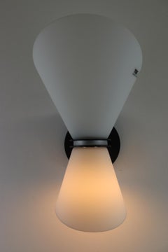 Carlo Nason Wall Lamp Murano Hand Blown Double Glass Diffuser Satin White