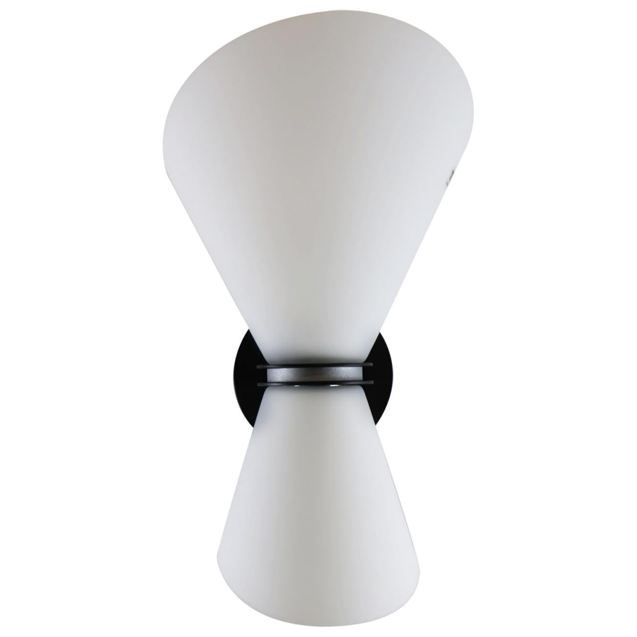 Carlo Nason Wall Lamp Murano Hand Blown Double Glass Diffuser Satin White For Sale