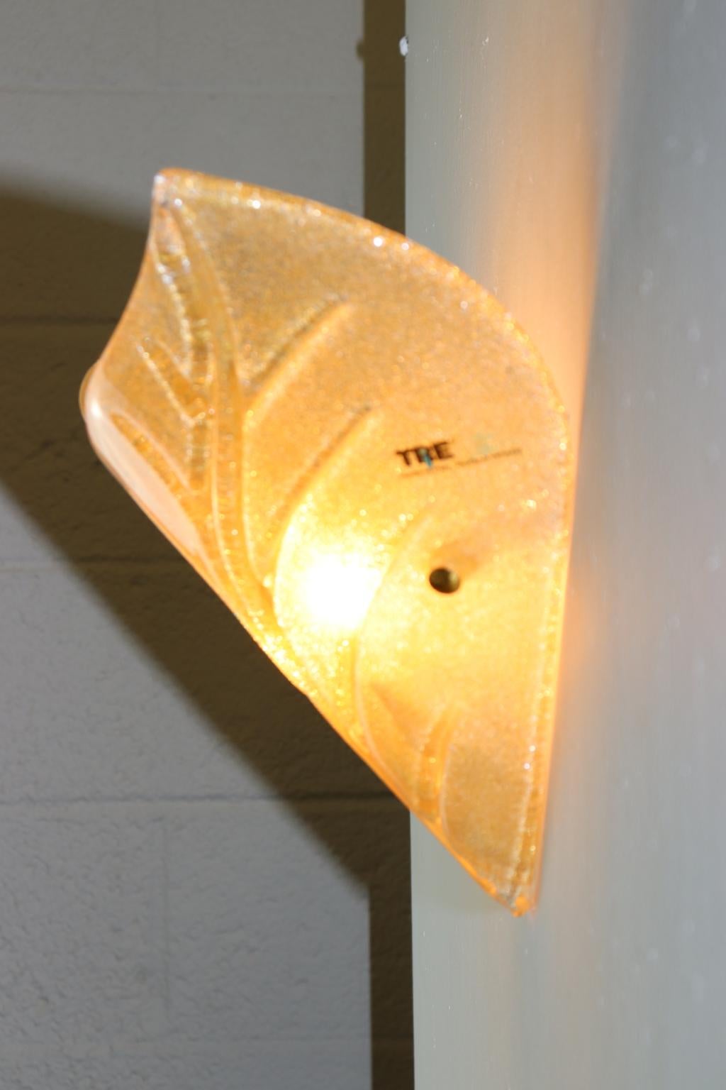 Carlo Nason Wall Lamp Murano Hand Cast Glass Amber Rugiada For Sale 3