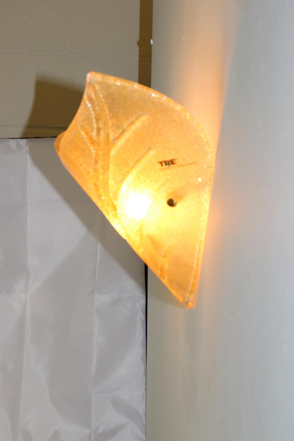 Carlo Nason Wall Lamp Murano Hand Cast Glass Amber Rugiada For Sale 4