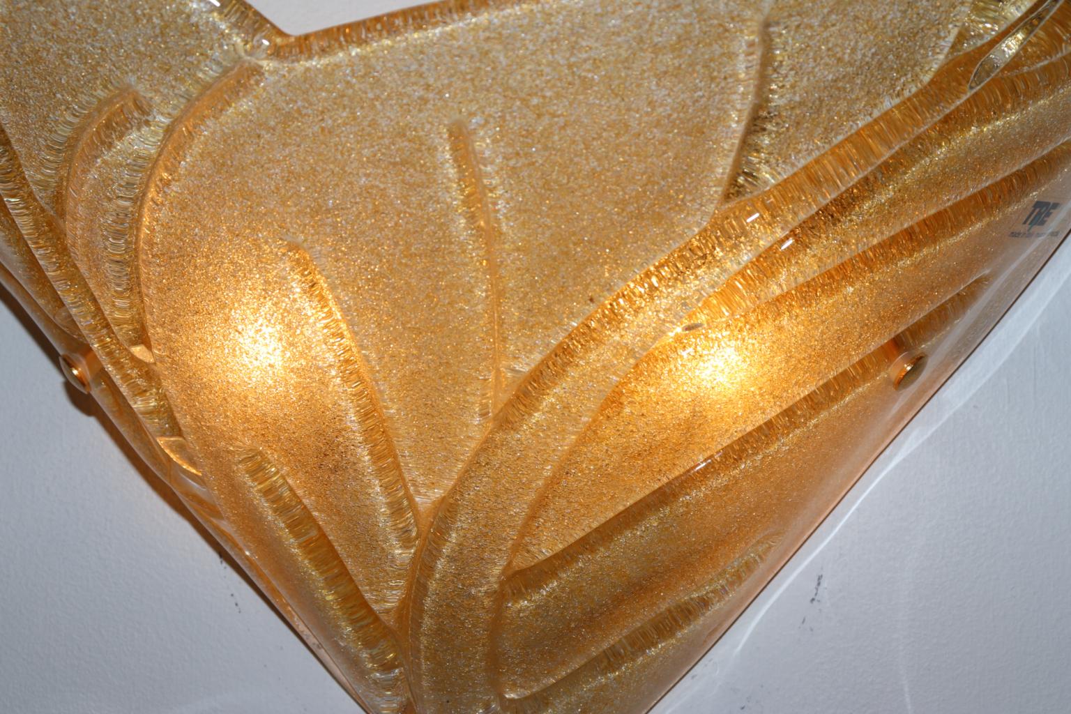 Carlo Nason Wall Lamp Murano Hand Cast Glass Amber Rugiada For Sale 5