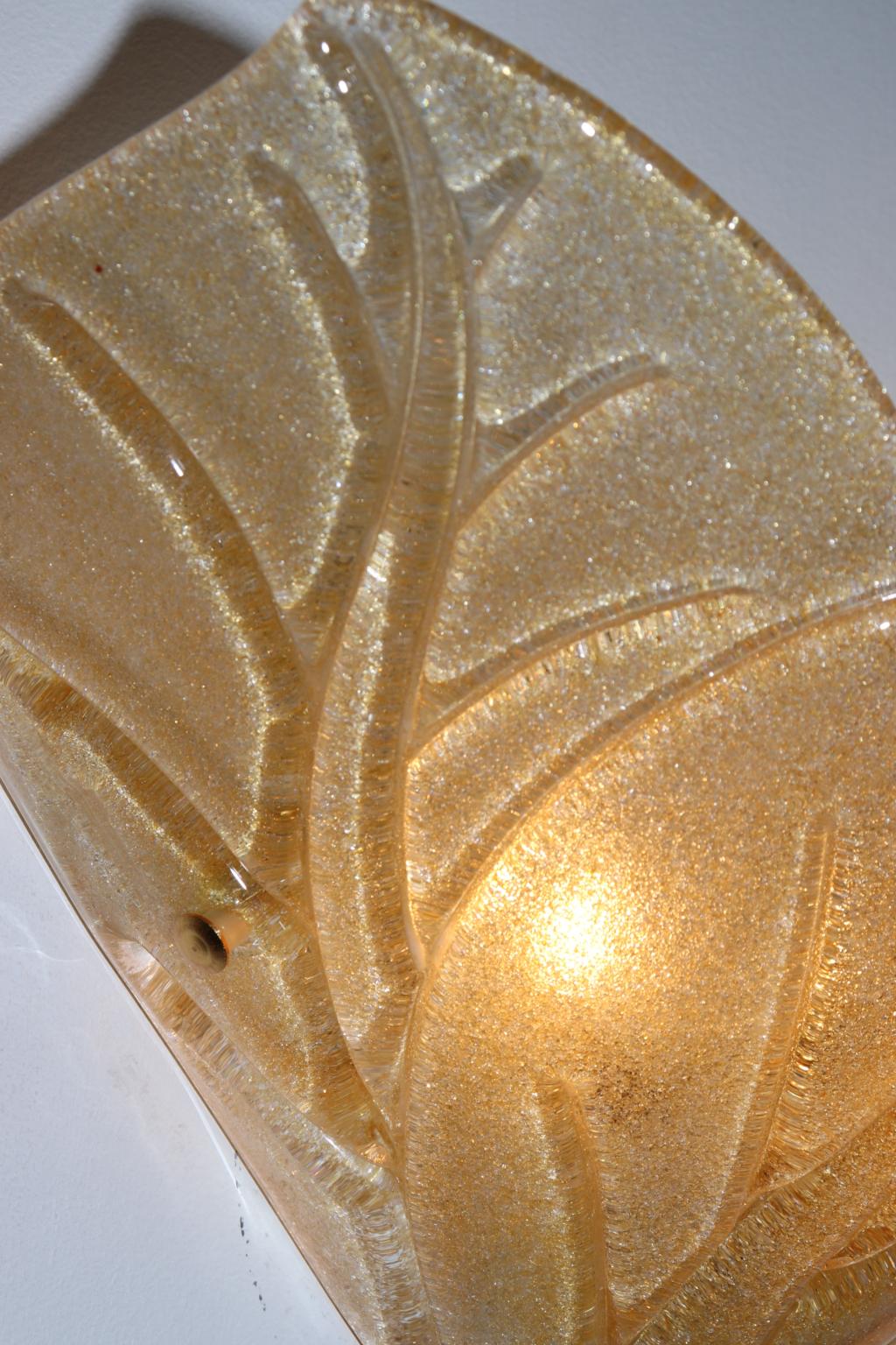 Carlo Nason Wall Lamp Murano Hand Cast Glass Amber Rugiada For Sale 8