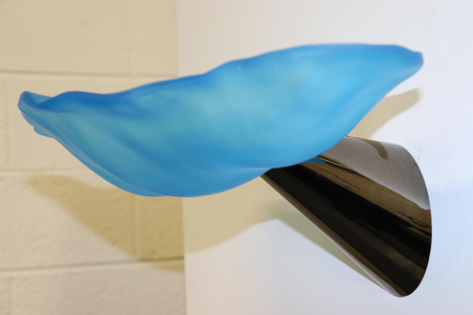 Mid-Century Modern Carlo Nason Wall Murano Cast Glass Aquamarine Diffuser For Sale