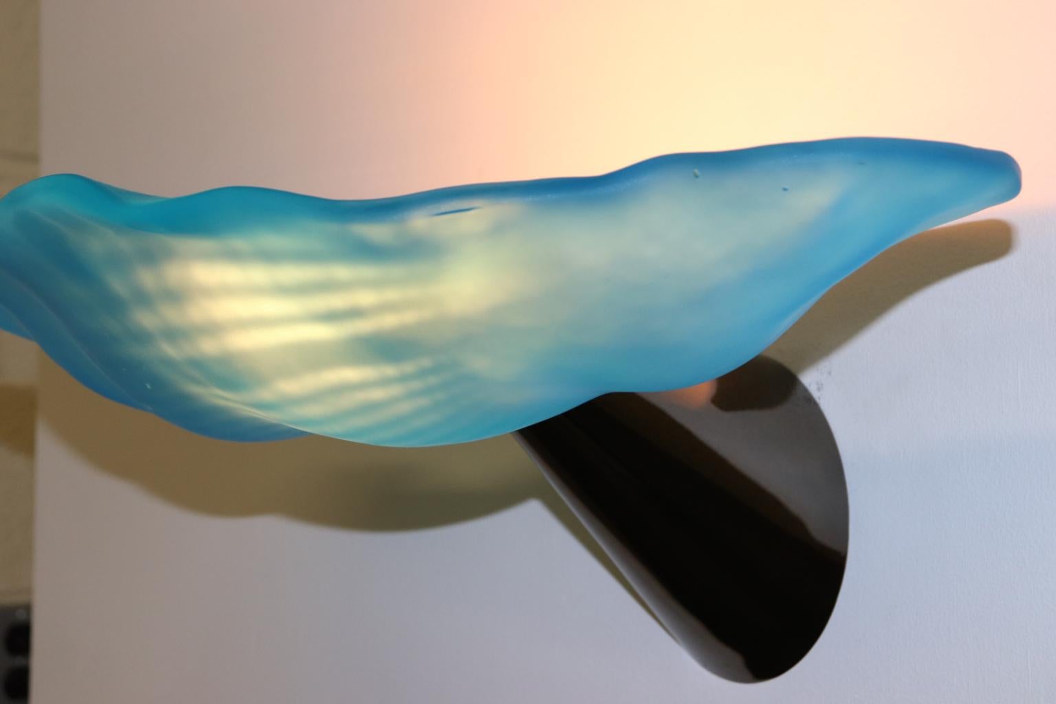 Late 20th Century Carlo Nason Wall Murano Cast Glass Aquamarine Diffuser For Sale