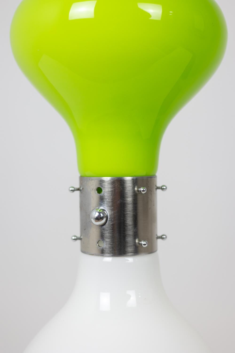 Carlo Nason. Lámpara de cristal blanco y verde. 1970s. siglo XX en venta