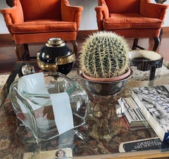 Carlo Nason, White Stripe Murano Glass Centerpiece Catchall, Mazzega Italy 1970s