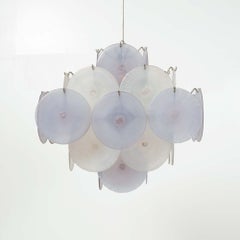 Lampadario Carlo Nason di Mazzega, Vetro opalino, Italia 1968