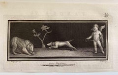 Cupidon et animaux - gravure de Carlo Nolli - 18ème siècle