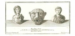 Ancient Roman Statues - Original Etching by Carlo Nolli - 18th century
