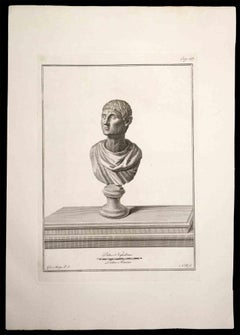Buste romain antique - Gravure de Carlo Nolli - XVIIIe siècle