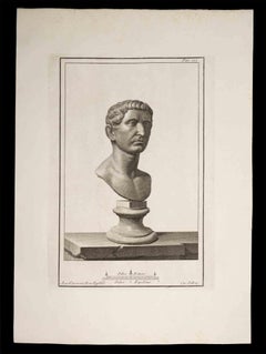 Buste romain ancien - gravure originale de Carlo Nolli - 18ème siècle