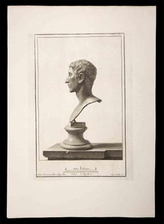 Antique Ancient Roman Bust - Original Etching by Carlo Nolli - 18th century