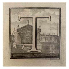 Antique Antiquities of Herculaneum -  Letter of the Alphabet  T -Etching - 18th Century