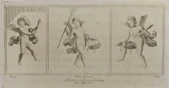 Cupid in drei Rahmen – Radierung von Carlo Nolli – 18. Jahrhundert