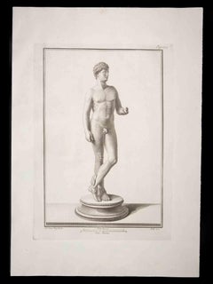 Hermes in Ancient Roman Statue - Original Etching by Carlo Nolli - 18th Century