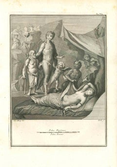 La réverence d'Aphrodite endormie -  Gravure de C. Nolli - 18e siècle