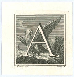 Antiquities of Herculaneum - Alphabet A - Etching by Carlo Nolliy - 18th Century