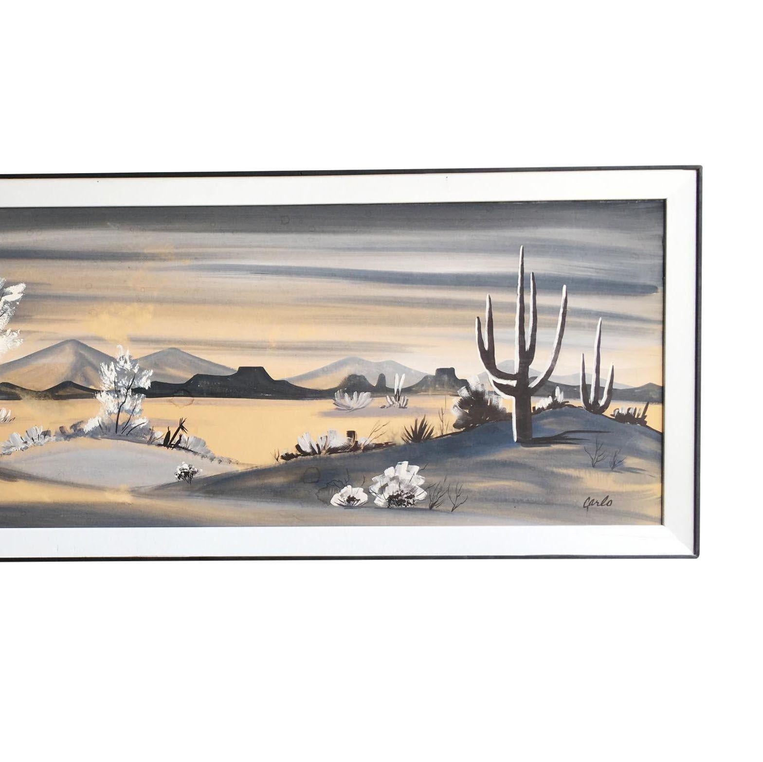 Carlo of Hollywood Arizona Desert Midcentury Painting In Excellent Condition For Sale In Van Nuys, CA