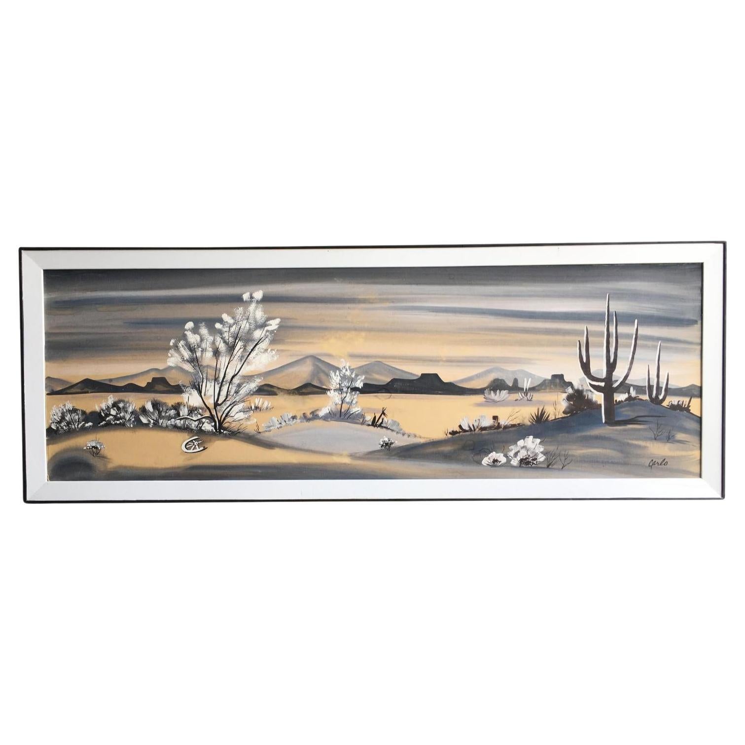 Carlo of Hollywood Arizona Desert Midcentury Painting For Sale