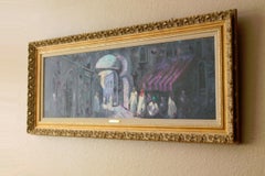 Carlo of Hollywood!  Monumental Rare Original Oil Painting Arab Market 1950s Art