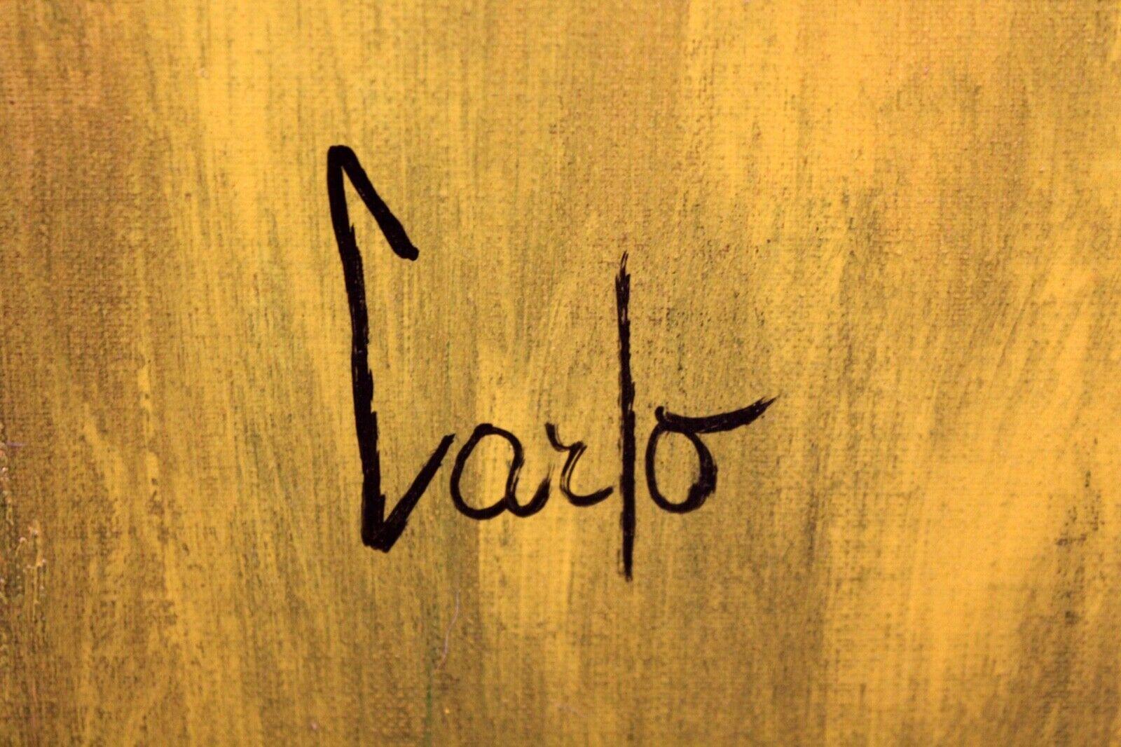 Carlo of Hollywood Sound Waves Signed Oil Painting on Canvas Brutalist, 1960s 2